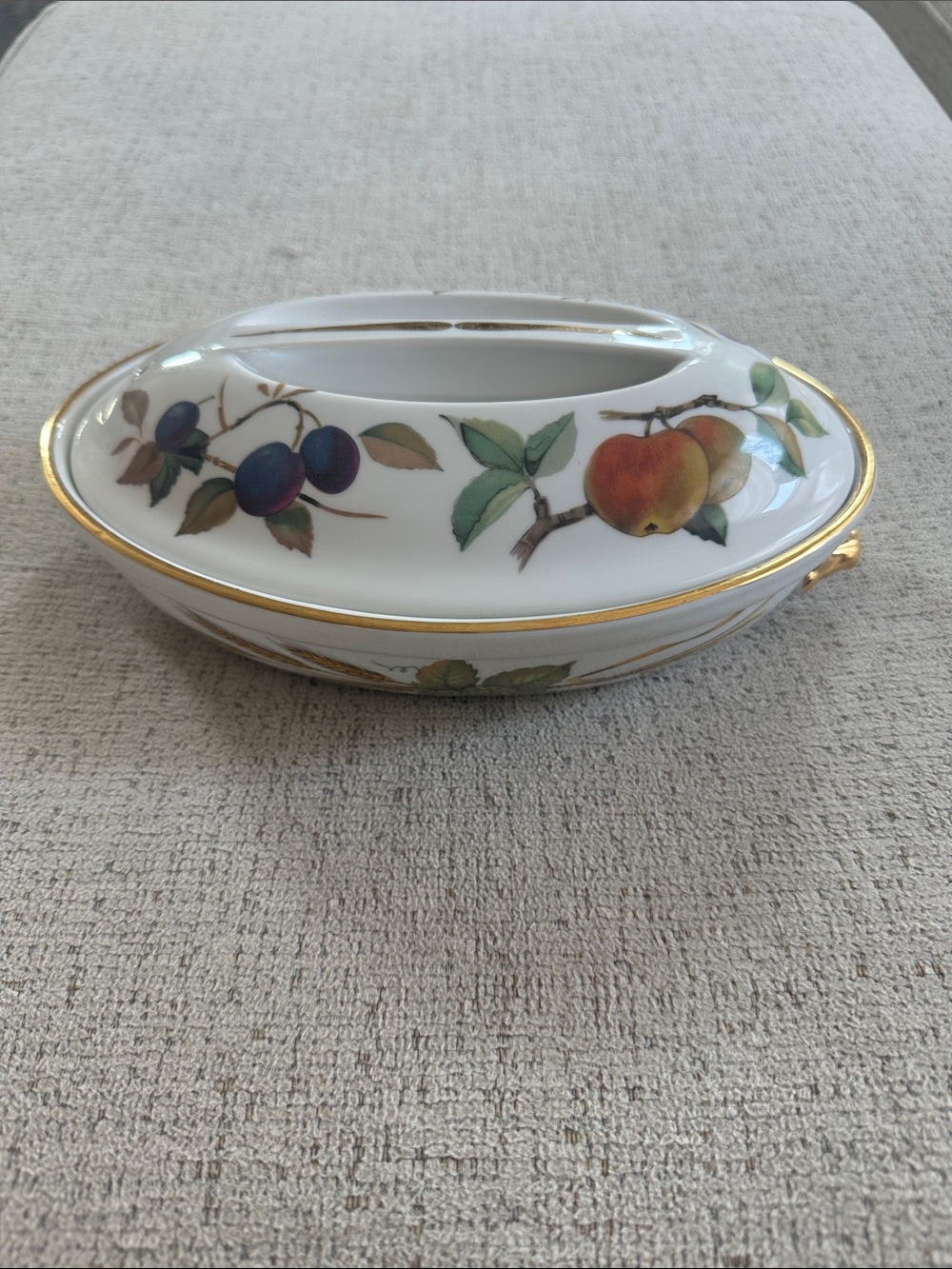 Vintage Royal Worcester Evesham Gold Oval Dish with Lid - Shape 21 Size 3